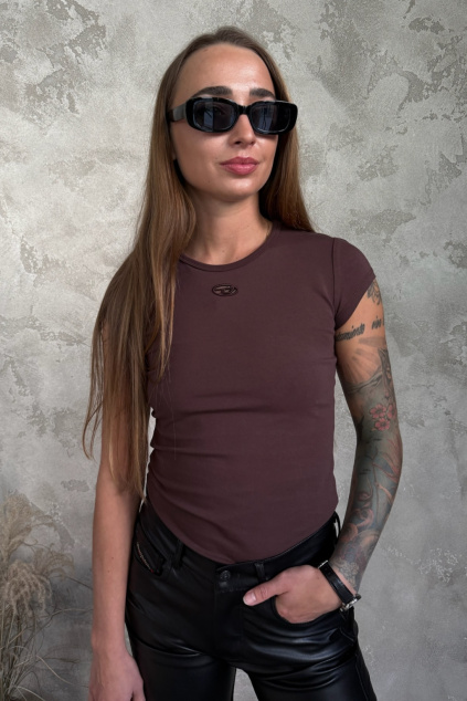 Dámské tričko DIESEL T-ANGIE-OD A19912_0AFAA hnědé