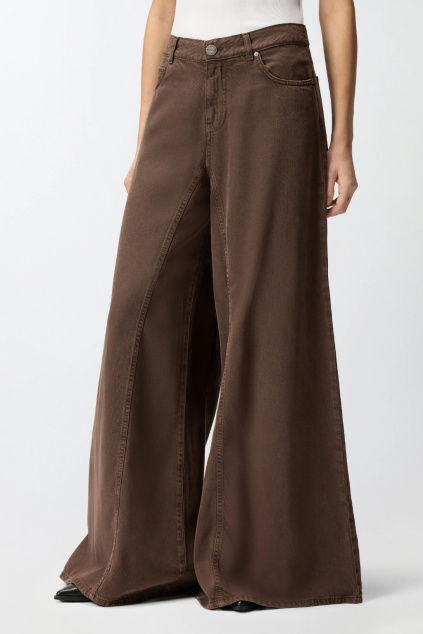 Dámské džíny PINKO WINONA WIDE LEG 106228A32PM28 hnědé