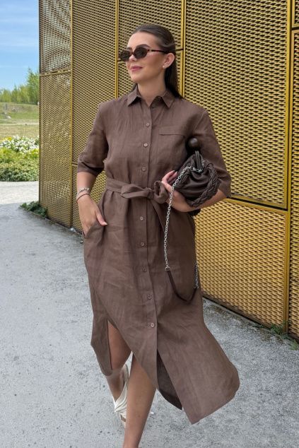 Dámské šaty MaxMara Studio MMLTABELLA 2616221068650 hnědé