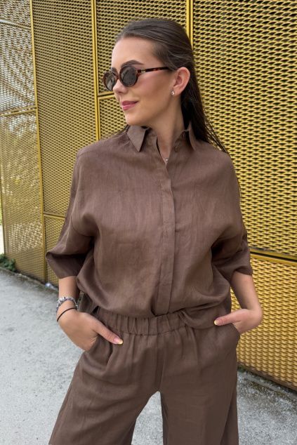 Dámská košile MaxMara Studio MMLRITO 2616111038650 hnědá
