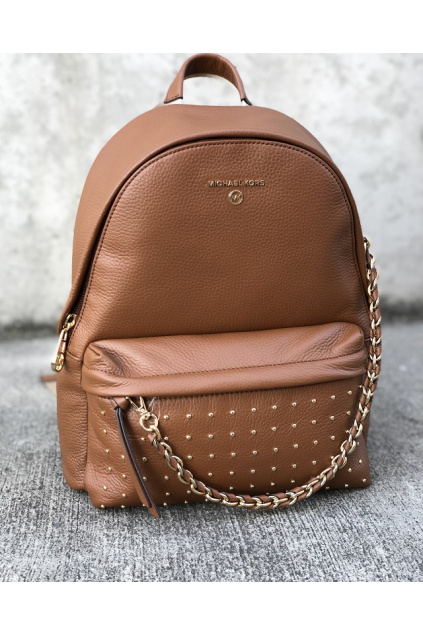 Dámský batoh Michael Kors Slater 30F0G04B2I Medium Backpack Leather hnědý