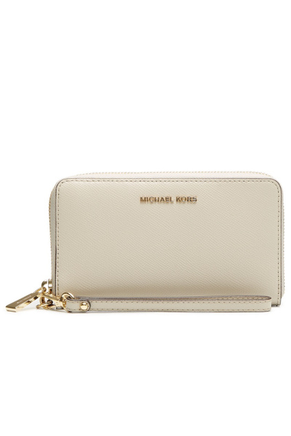 34F9GTVE9L Light Sand Peněženka Michael Kors Jet Set Travel Phone Case Leather béžová