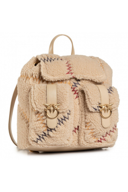 1P21T8 Y6JT C72 Dámský batoh Pinko Love Mini Backpack Furry béžový