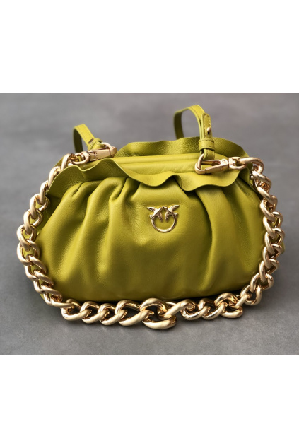 1P2236 Y6Y8 T56 Dámská kabelka Pinko Mini Chain Clutch Fraimed Chain C zelená