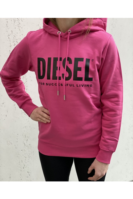 00SAQJ 0BAWT 3BG Dámská mikina Diesel S Gir Hood Division Logo růžová