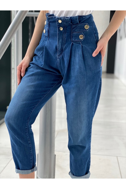 Dámské džíny Pinko New Cara Fashion Carrot PJ456 modré