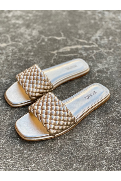 Dámské sandály Michael Kors Amelia Metallic Faux Leather zlaté