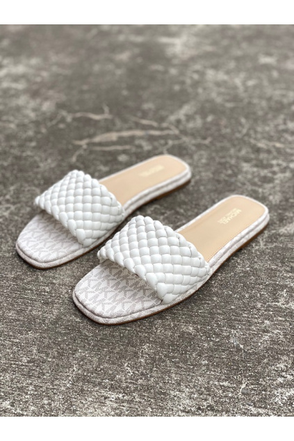 Dámské sandály Michael Kors Amelia Logo Nappa Faux Leather bílé