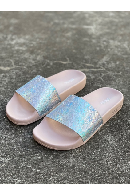 Dámské sandály Michael Kors Gilmore Slide Metallic Faux stříbrné
