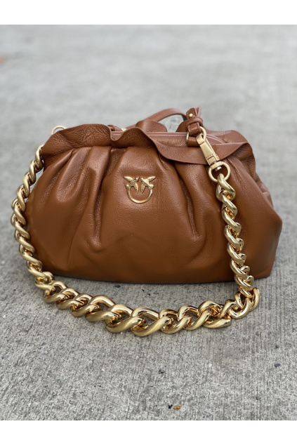 Dámská kabelka Pinko Mini Chain Clutch Fraimed Chain C hnědá