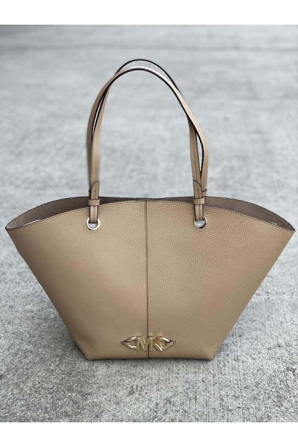 Dámská kabelka Michael Kors Izzy Medium Fan Tote Leather 30T1LZYT8L béžová