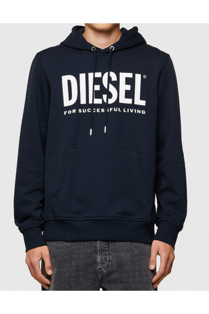 Pánská mikina Diesel S Girk Hood Ecologo modrá