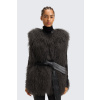 Dámská kožešinová vesta BOSS Black Santine 50547877 šedá