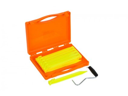 bolt plastic peg set 22cm x 12 peg extractor storage case