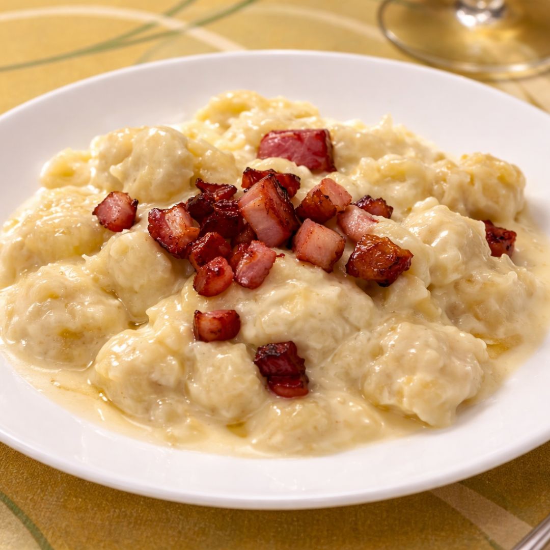 Rychlé a jednoduché halušky s brynzou a slaninou