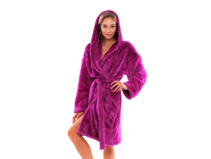 dámský župan Lilly extra s kapucí 3/4 one size (1058) (Velikost S-M, Lilly extra one size barvy Fuchsiová)