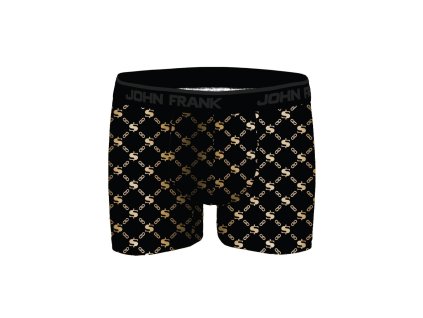 Pánské boxerky John Frank JFBDMET101-CHAIN GOLD (Velikost L, Barva Černá)