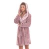 dámský župan Flora s kapucí krátký (1074) (Velikost S, Flora krátké s kapucí barvy Mauve Mist)