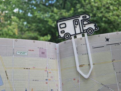 Camper bookmark - bílá/černá