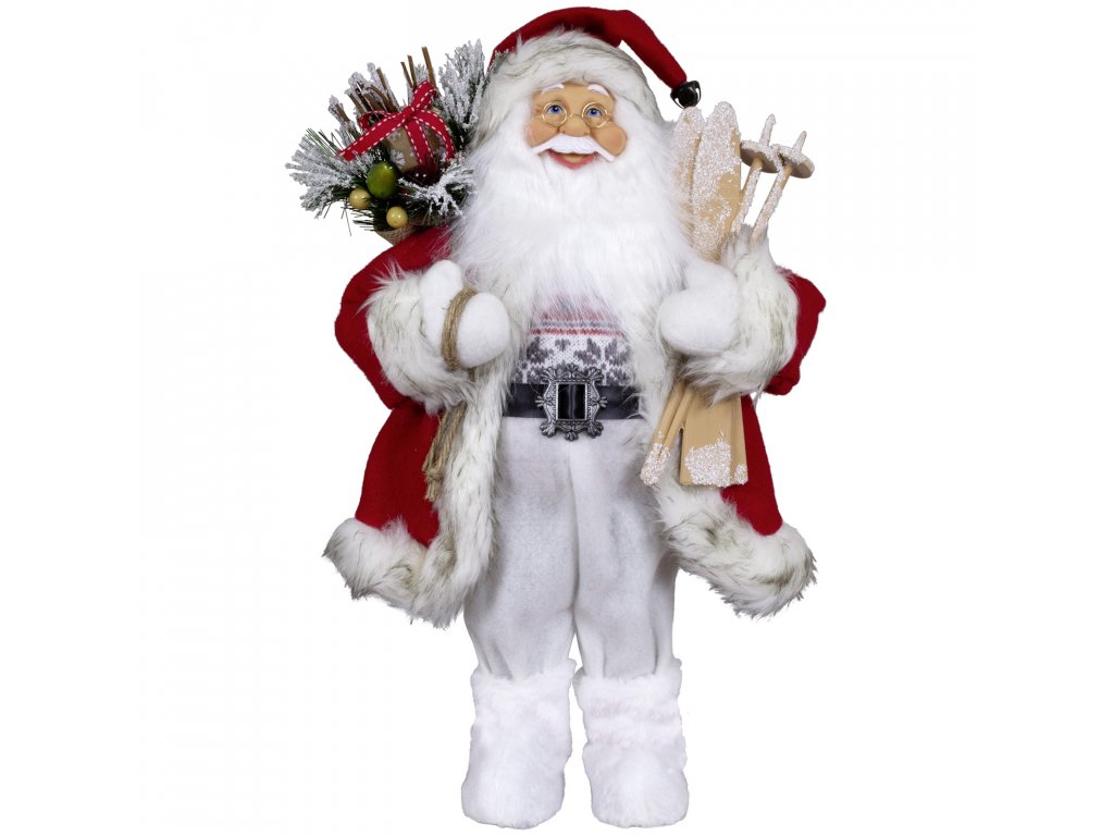 Vánoční dekorace Santa s lyžemi 45 cm