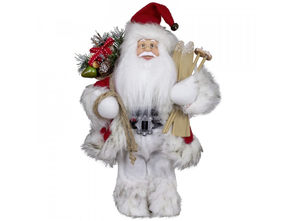 Vánoční dekorace Santa s lyžemi 30 cm