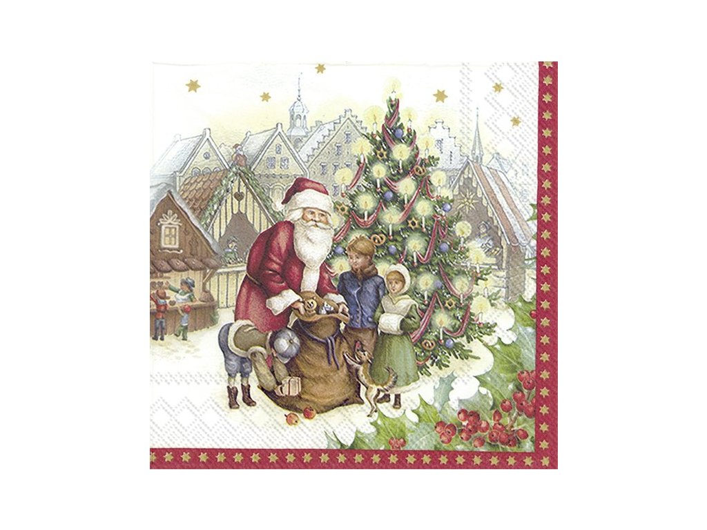 Vánoční papírové ubrousky Santa a dětí 20 ks