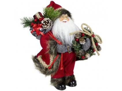 Vianočné dekorácie Santa s darčekmi a vencom 45 cm