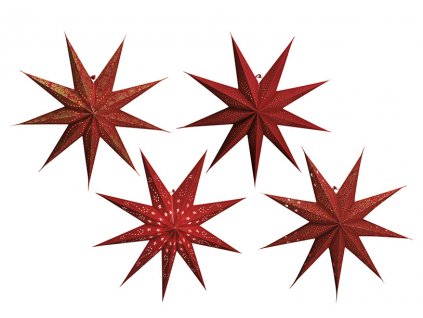 Červená Vianočná Hviezda svietiaca dekorácia 9-bodová 60 cm