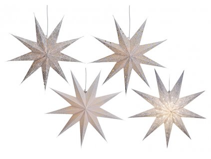 Biela Vianočná Hviezda svietiaca dekorácia 9-bodová 60 cm