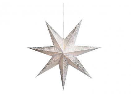 Stříbrná Vánoční Hvězda svítící dekorace 7-bodová 60 cm