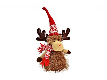 Vánoční dekorace Los v čepici malý 35 cm