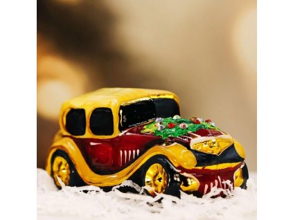 Sběratelská skleněná ozdoba na stromeček Vánoční auto
