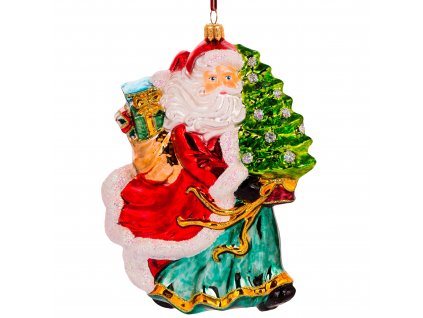 Zberateľská sklenená ozdoba na stromček Bežiace Santa
