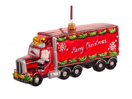Sběratelská skleněná ozdoba na stromeček Vánoční kamión