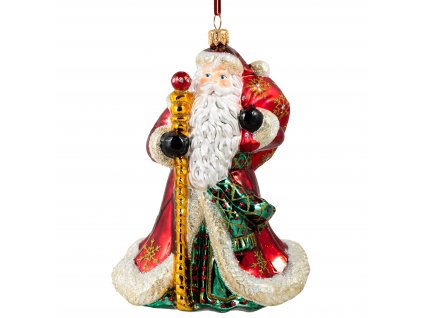 Sběratelská skleněná ozdoba na stromeček Santa s dlouhým vousem