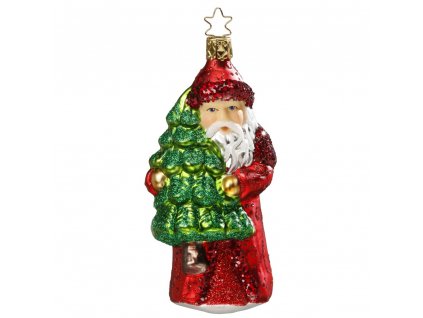 Sběratelská skleněná ozdoba na stromeček Santa se stromečkem 12,5 cm
