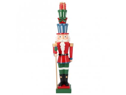 Vianočné dekorácie Luskáčik s darčekmi na klobúku 51 cm
