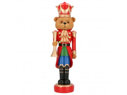 Vianočná dekorácia Luskáčik medveď s trompetou 46,5 cm