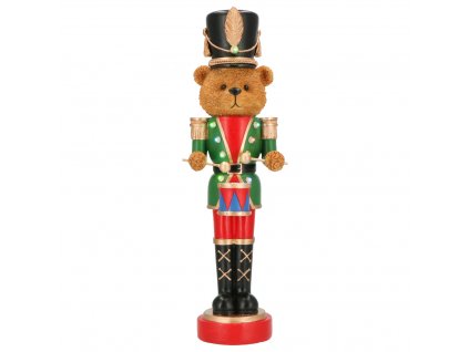 Vánoční dekorace Louskáček medvěd s bubnem 46 cm