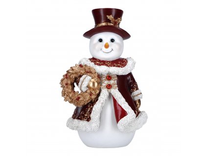 Vánoční dekorace Sněhulák s věncem 24 cm