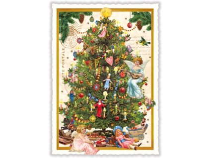 Vánoční pohlednice Vánoční stromek 10,5 x 15 cm