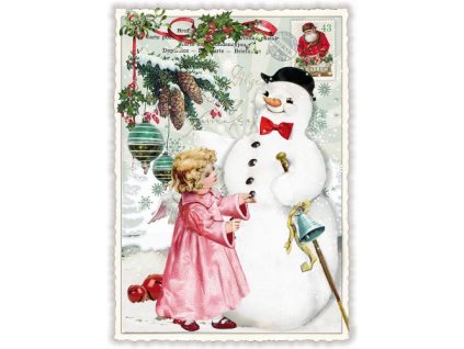 Vánoční pohlednice Sněhulák 10,5 x 15 cm