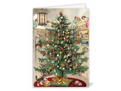 Dvoustránková vánoční pohlednice Stromeček 12 x 17 cm