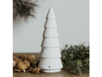 Keramický vianočný stromček biely matný 22 cm
