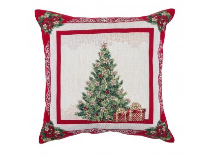 Gobelínový vánoční povlak na polštář s motivem Stromeček s dárky 45x45 cm