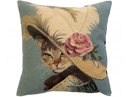 Gobelínový povlak na polštář Kočka v klobouku 45x45 cm