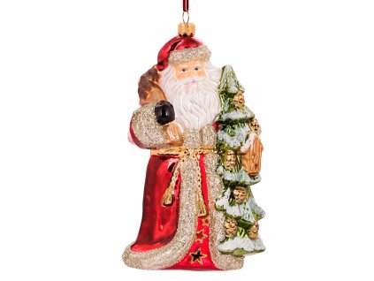 Zberateľská sklenená ozdoba na stromček Lesný Santa 18 cm