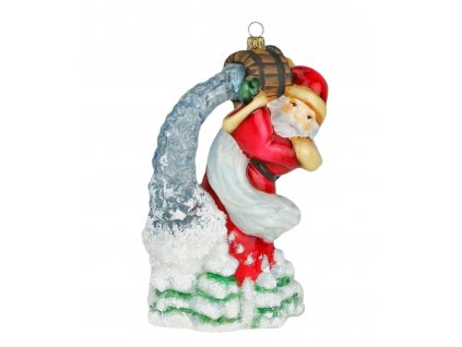 Sběratelská skleněná ozdoba na stromeček Santa s kbelíkem