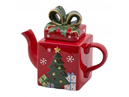Vánoční čajová konvice Dárek červená 21 cm