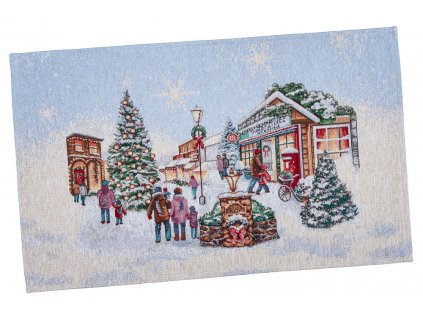 Gobelínové vánoční prostírání s motivem Zasnežená dedinka 33x53 cm